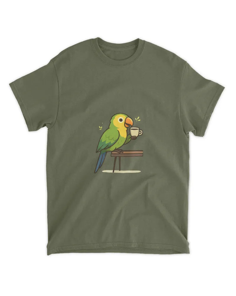 Parrot and coffee