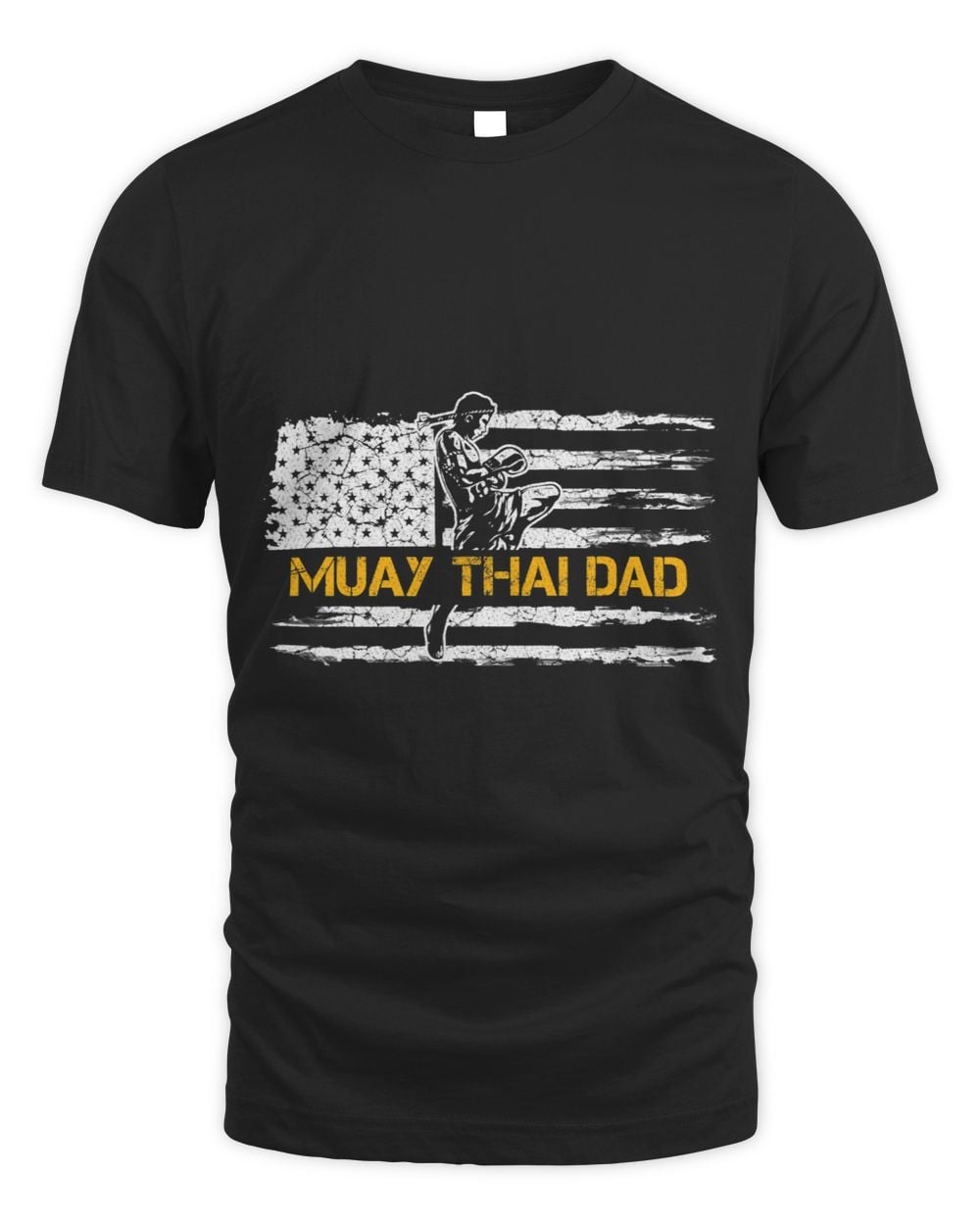 Vintage American Flag MMA Muay Thai Fighter Dad Silhouette