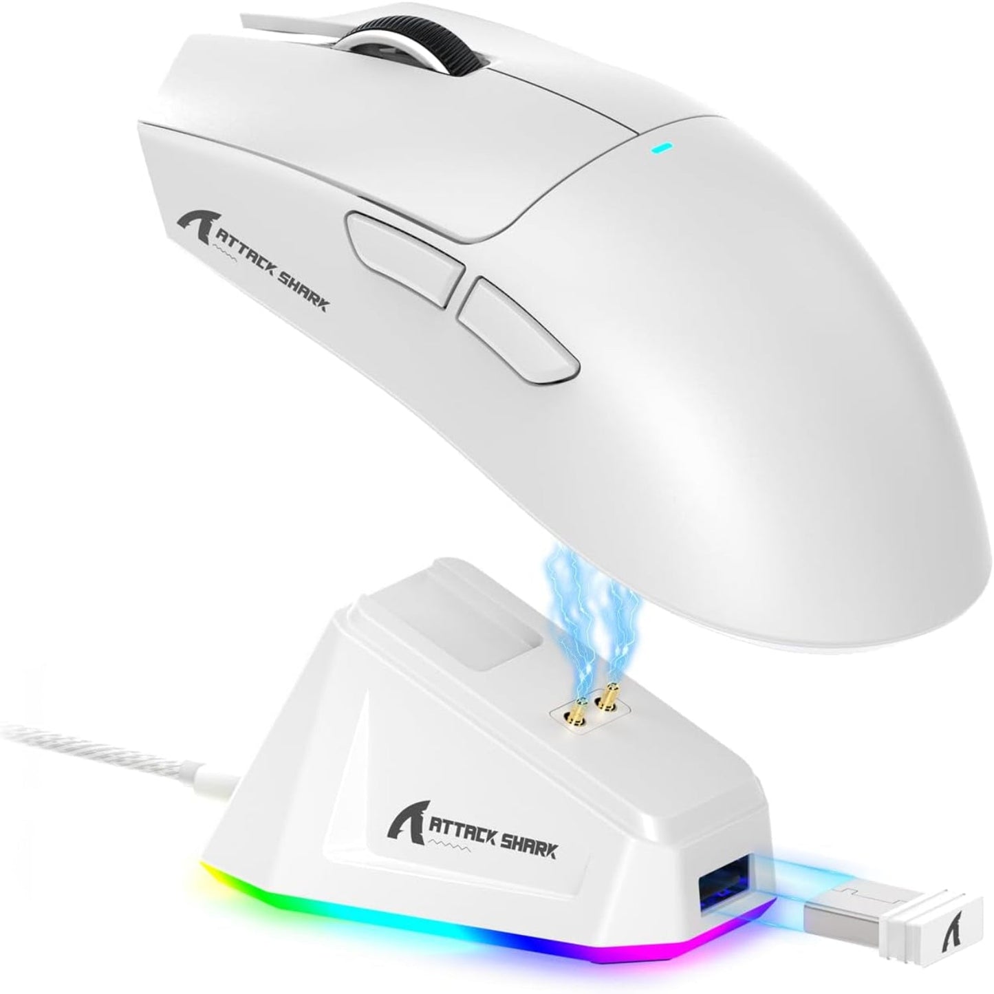 X11 Lightweight Wireless Gaming Mouse with RGB Charging Dock,Tri-Mode-2.4G/Usb-C Wired/Bt,22K DPI,PAW3311 Optical Sensor,Huyu Switch, 5 Programmable Buttons for Pc/Mac(White)