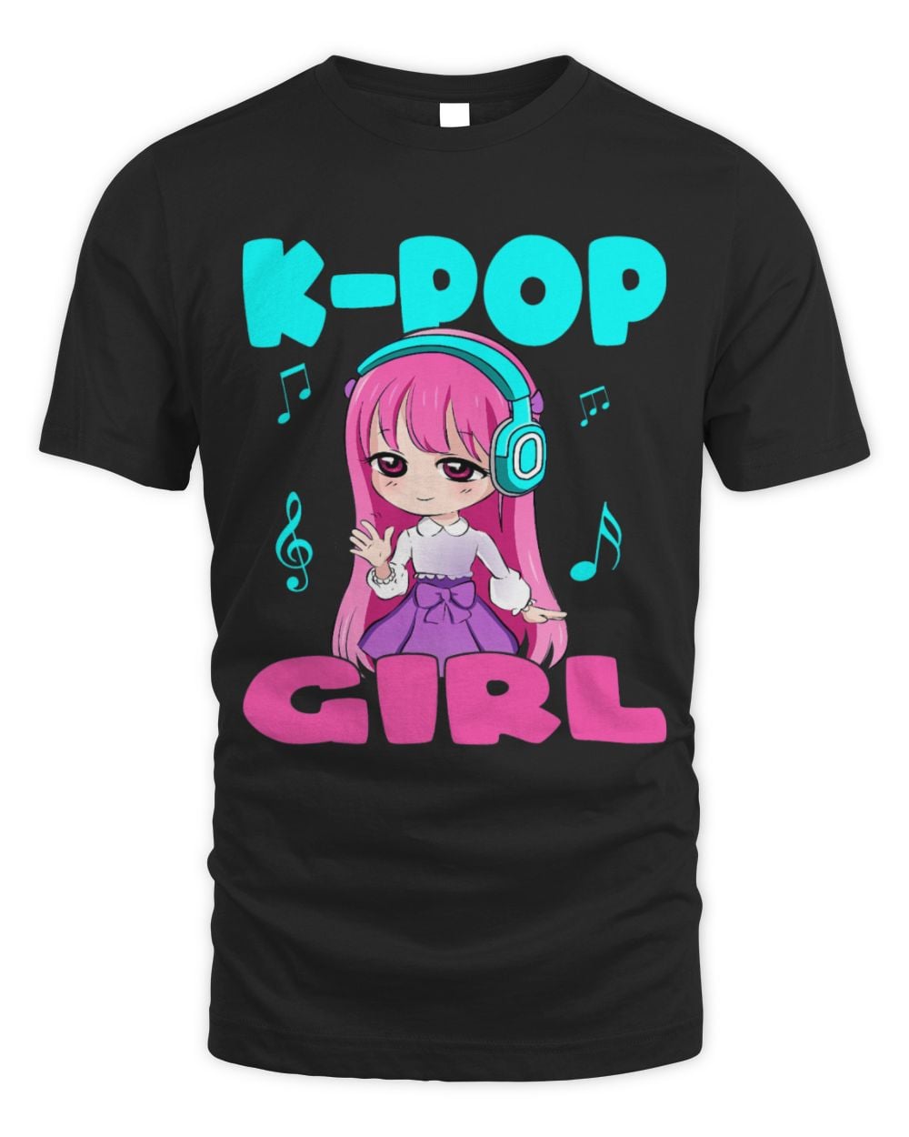 Anime and K-Pop K-POP GIRL Music Chibi Kawaii Manga T-Shirt (1)